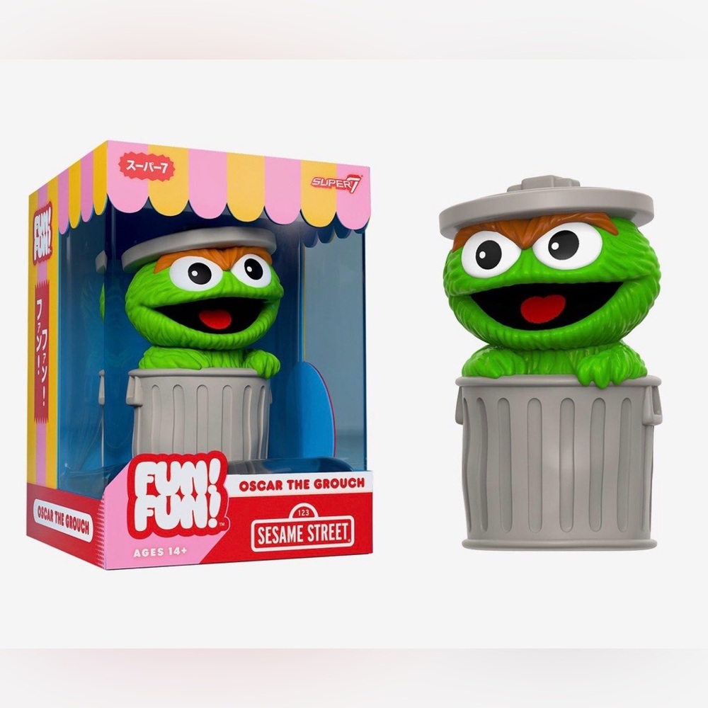 Super 7 Sesame Street Fun Fun Oscar the Grouch Vinyl Figure Brand New